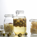 Hot Sell 500ml 1000ml Roun Shape Airtight Glass Pickles Jars Stainless Clip and Glass Lids, Glass Jam Jar